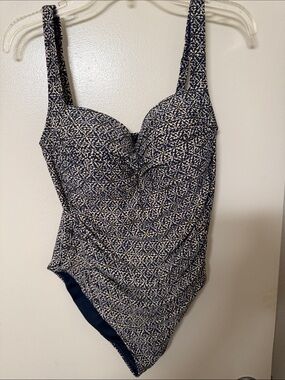 Nip Tuck Navy Patterned One-Piece Swimsuit with Tummy Control